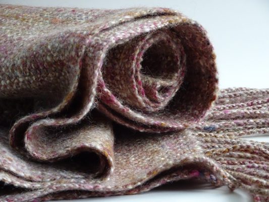 Handwoven, handspun scarf by Fiona Dix