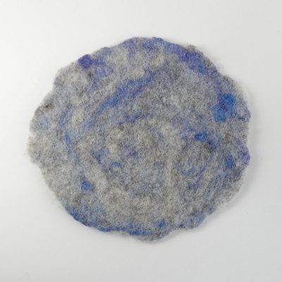 Hand felted coaster, 'Pebble and Shell', made in Scotland with wool from the Isle of Tiree