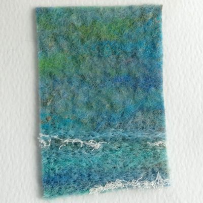Handmade textile card, abstract seascape, greetings card, blank card
