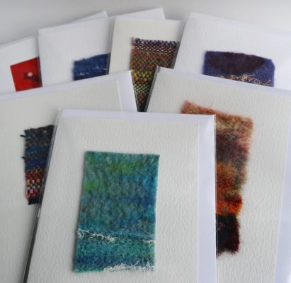 Handmade textile card, abstract seascape, greetings card, blank card