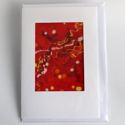 Handmade textile card, batik, rust, autumn, greetings card, blank card