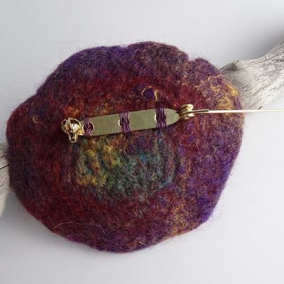 Purple and turquoise handmade felt brooch, made in Scotland